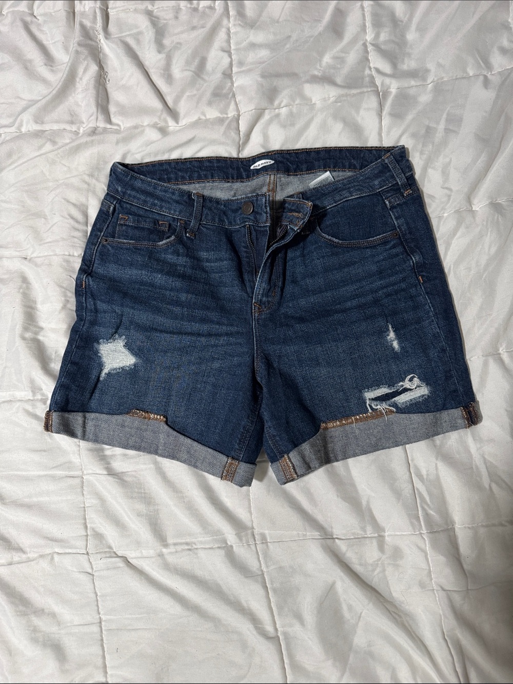 Classic Dark Wash Denim Roll-Cuff Women's Shorts